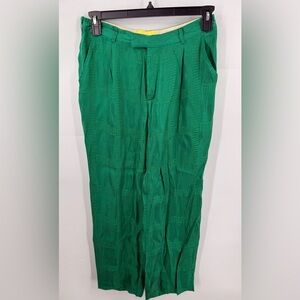 Muma Womens Verdant Logo Illustrated Print Pant Vegan Silk Size Medium Green